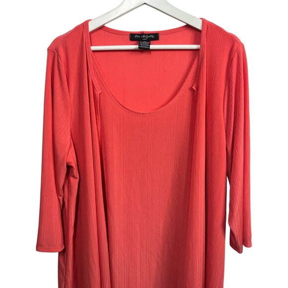 Elie McCarthy Plus 3X Orange Stretch Blouse 3/4 Sleeve Tunic Top - Picture 2 of 10